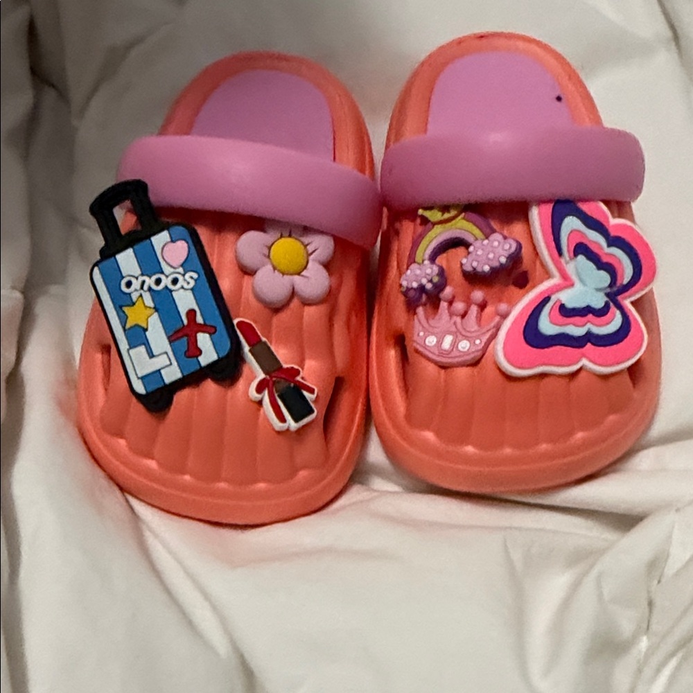 Kids Pink and Orange Fun Slippers